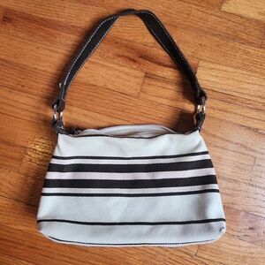 Vintage Banana Republic Y2K Shoulder Bag Mini Purse Canvas Striped Pink Brown